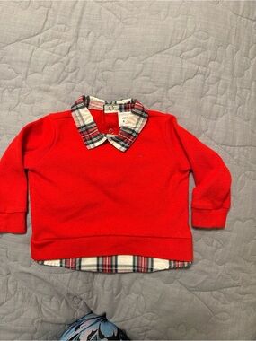 Classic Red Plaid-Collar Kids Top by Crown & Ivy baby- 3-6mo